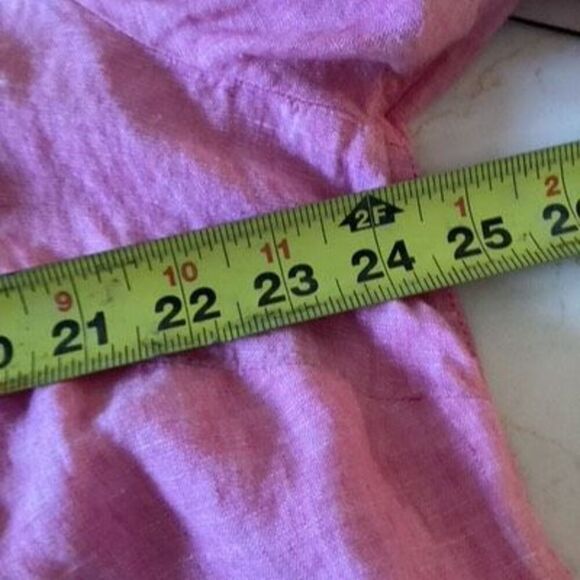 Talbots Plus 100% Linen Band Collar Popover Sz 2X Pink - Picture 10 of 10